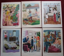 Lot of 50 Different JOHN DEMPSEY Full Magazine Page Risqué Comic Cartoon ART