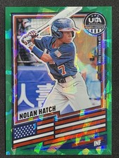 2026 Panini Stars and Stripes Prizm Nolan Hatch #115 Green Cracked Ice /25