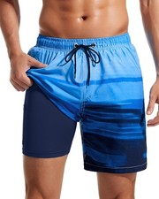 SILKWORLD Mens Swim Trunks Quick Dry Compress...