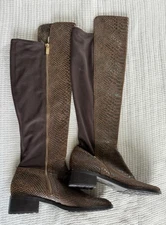 MICHAEL KORS WOMENS KNEE HIGH FABRIC SNAKE SKIN DARK CHOCOLATE BROWN LEATHER 8M
