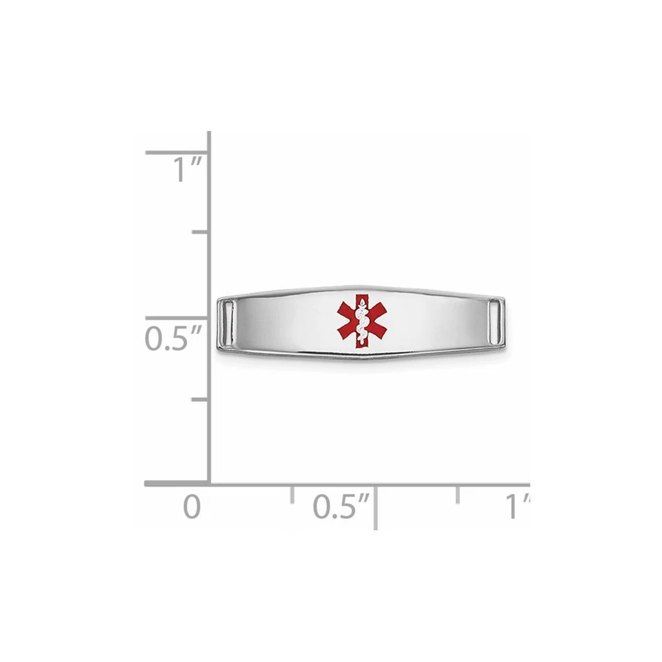 14k White Gold Polished 19x5mm Red Epoxy Enameled Medical Diamond Shape - Imagem 2 de 2