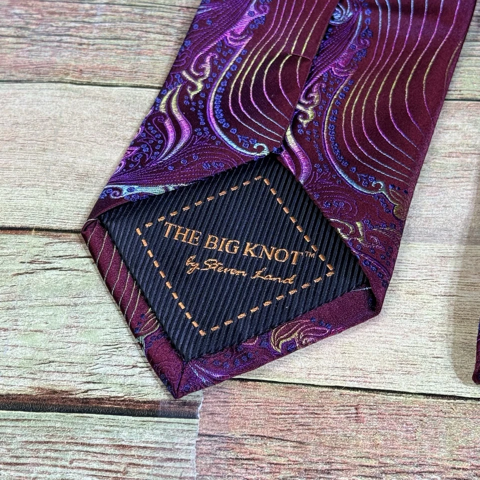 "Corbata Steven Land The Big Knot 100 % seda cachemira 63"" X 3,5"" de lujo" Foto 4 de 4