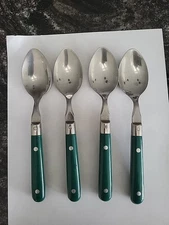 Washington Forge Mardi Gras Stainless Soup Spoons  With Green  Handles
