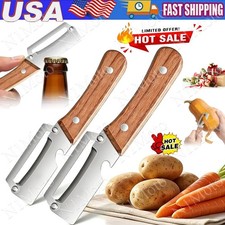 1-2PCS 2 in 1 Multi Functional Vegetable Peeler with Bottle Opener and Wooden Ha
