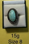 Vintage Navajo Sterling Silver And Turquoise Size 8 Ring