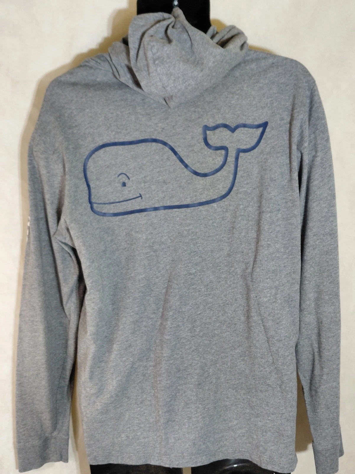 Vineyard Vines Whale T-Shirt Hoodie Men's Medium Grey Long Sleeve Spellout