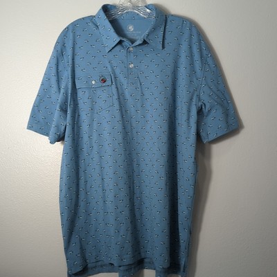 Southern Proper NWT Mens Sz Large Blue Short Sleeve Polo W/ Mini Golf carts 257