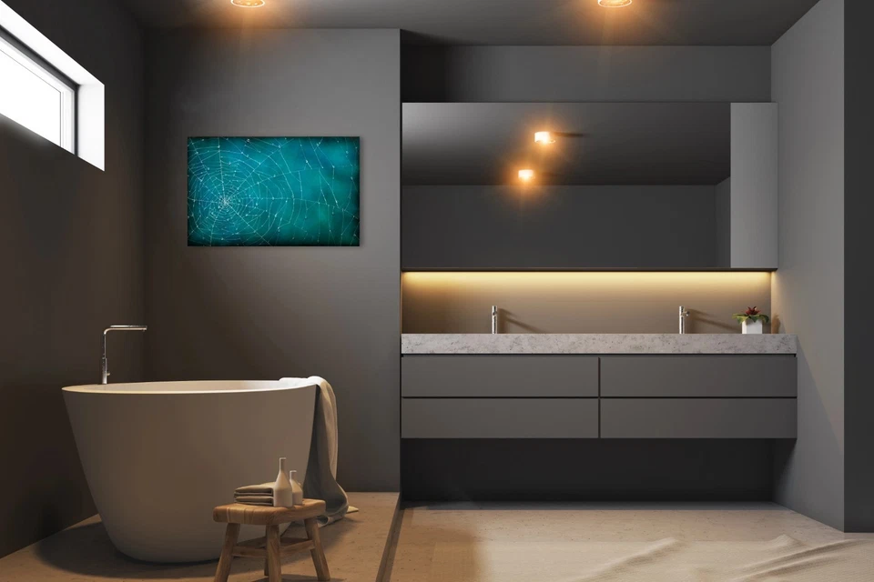 Arte de pared en lienzo de telaraña 36x24 - arte espeluznante de Halloween arañas Foto 3 de 4