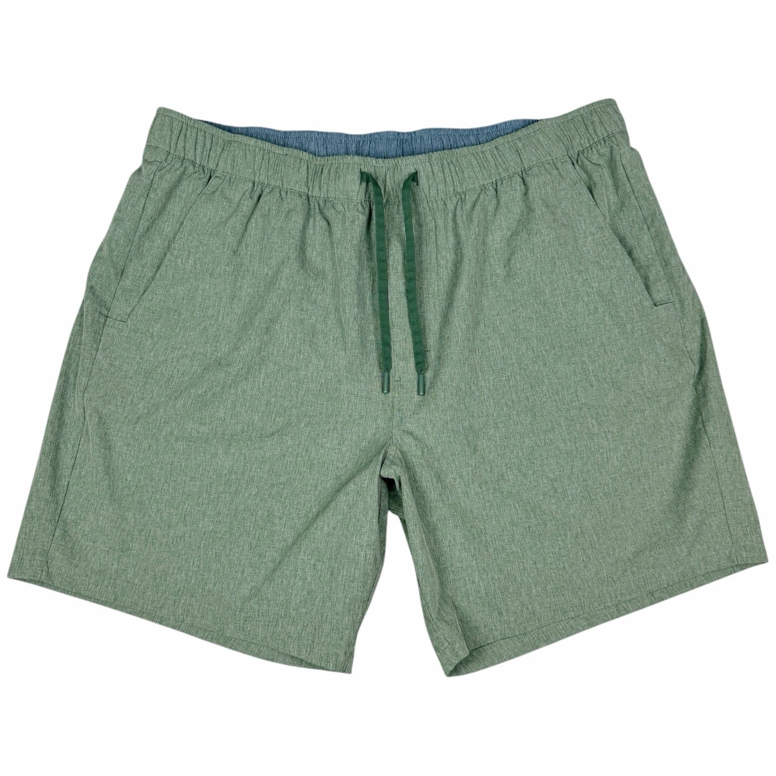 Eddie Bauer Shorts Mens XXL Green Woven Tech Hiking UPF Outdoor Pull On Stretch