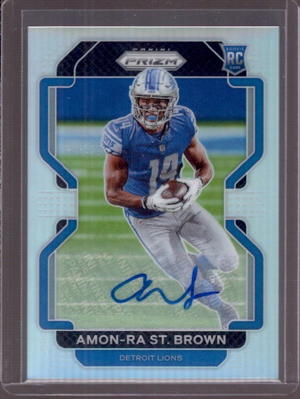 AMON-RA ST. BROWN 2021 Panini Prizm Silver Prizms Rookie RC Autograph Auto #358