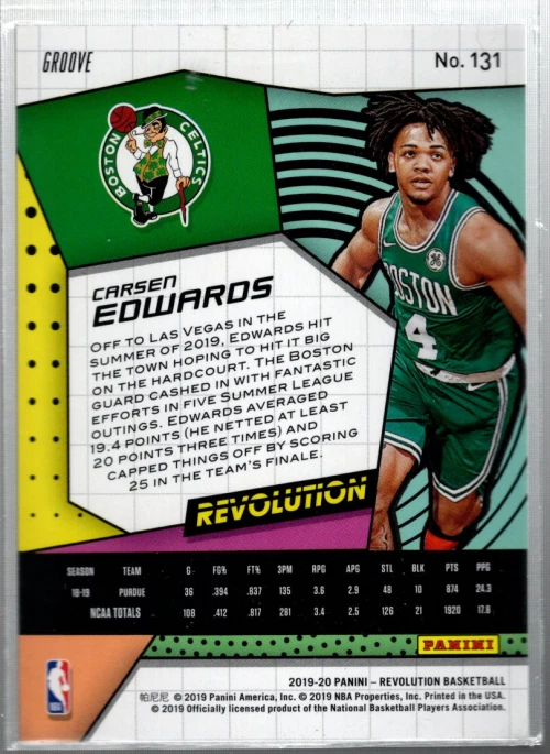 A5559- 2019-20 Panini Revolution Groove #131 Carsen Edwards - NM-MT ( ROOKIE) - Image 2 of 2
