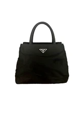 PRADA Tessuto CITY Triple Compartment BLACK TESSUTO Nylon Top Handle # 110 EUC!