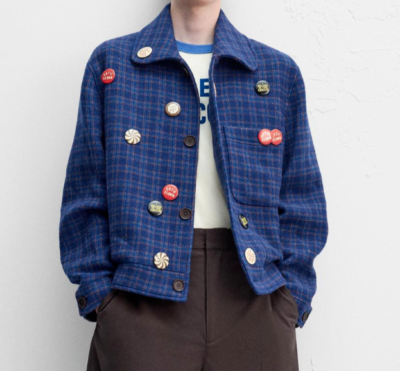 Zara x Harry Lambert Check Plaid Wool Blend Jacket Bluish S M L XL
