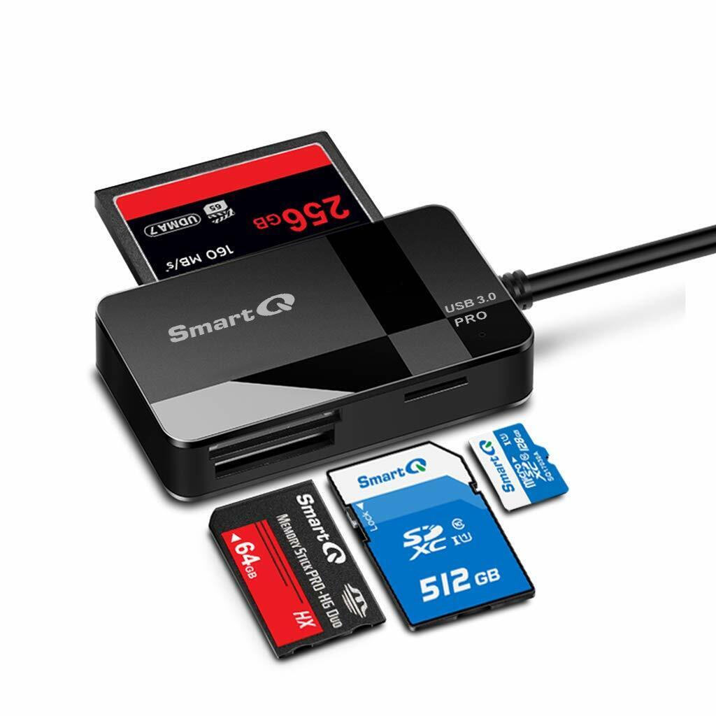SmartQ USB Multi-Card Reader Plug N Play, Apple and Windows Compatible, Black