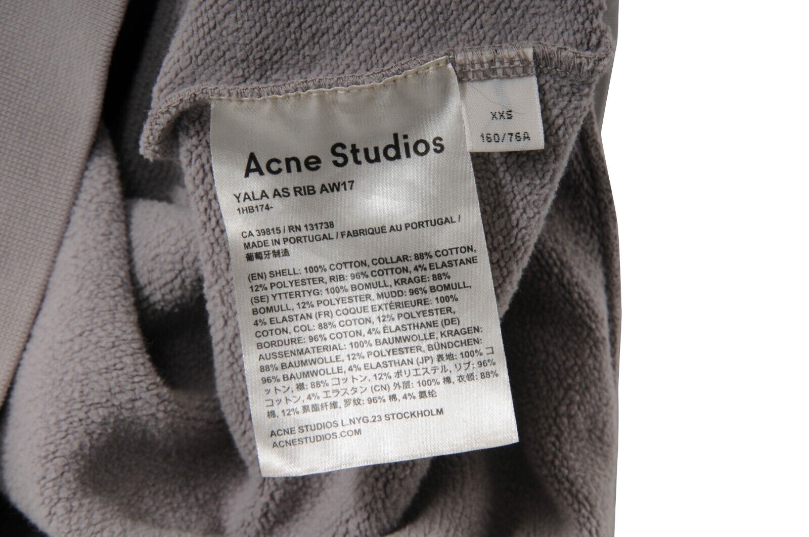 Acne Studios Womens Yala As Rib AW2017 Logo Hoodie Sweatshirt Size XXS Grey