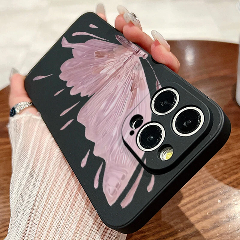 Butterfly Phone Case For iPhone 15 Pro Max 14 13 12 11 8 XR Slim Silicone Cover - Image 3 of 4