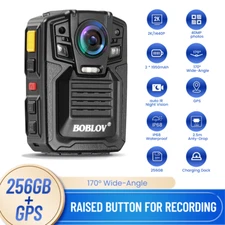 BOBLOV 2K Body Worn Camera GPS 256GB police Camcorder Audio & Video Recorder