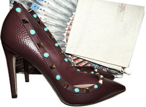 36 Valentino Burgundy Rolling Shoe Rockstud 5 Leather pekte Pump q1Rzx1
