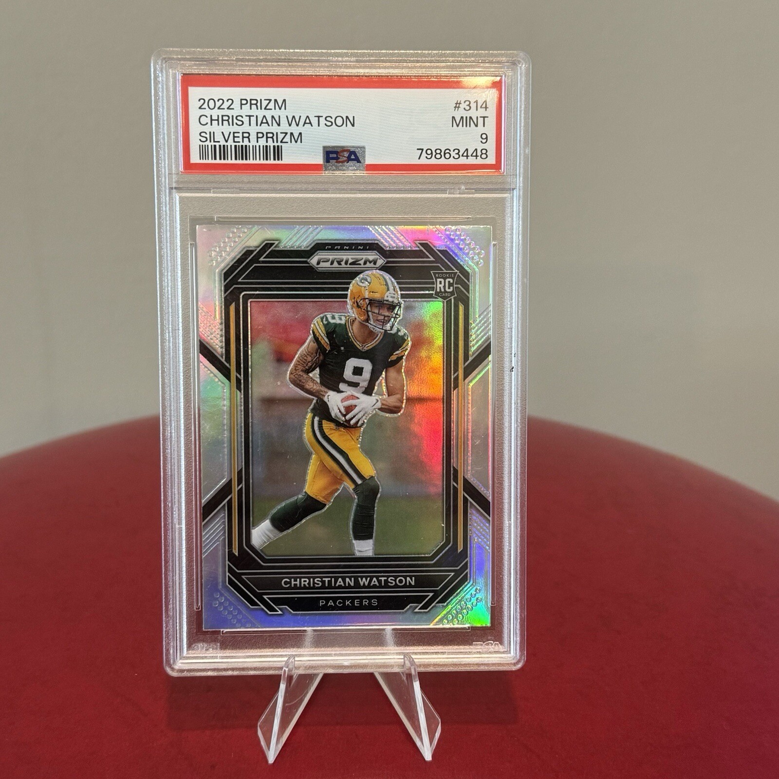 2022 PANINI PRIZM SILVER PRIZM #314 CHRISTIAN WATSON ROOKIE RC PSA 9