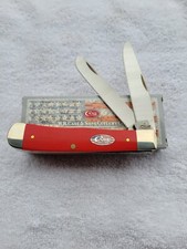 Case xx USA Trapper Knife Model #4254 Red Handles Case xx Flag Shield NIB
