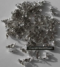 100 White Gold Pltd 4mm closed clam shell metal bead tips clasp findings FPC376B