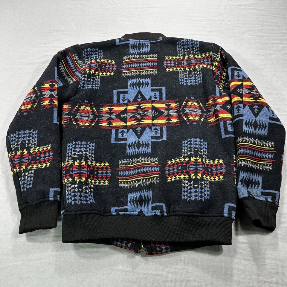 Native Jacket Mens Small Black Aztec Bomber Sherpa Lined Outdoor Full Zip Adult - Image 2 of 4