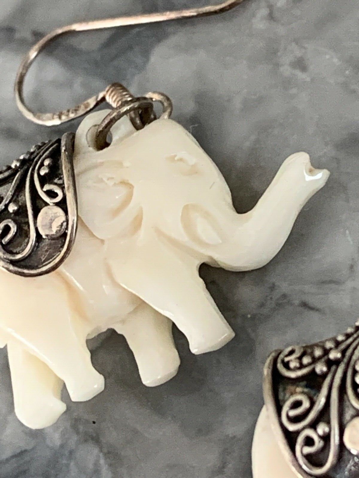 Solid Silver Earrings  Carved Hallmarked - image 10