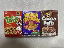 3 vtg 1990  s Trix Cocoa Puffs Hidden treasure Sample Cereal Boxes General Mills