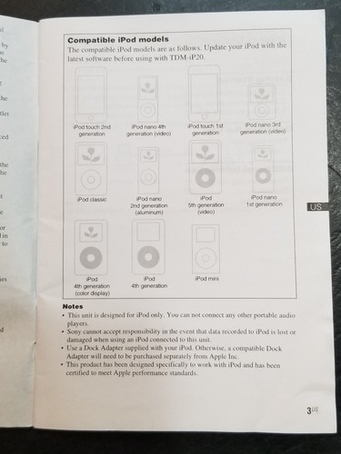 Sony Digital Media Port Adapter TDM-iP20 Genuine Made For iPod w/Manual - Picture 7 of 7