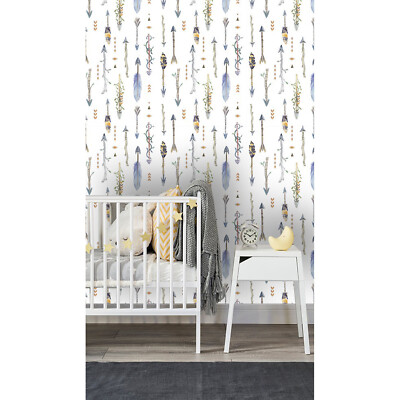 Boho native arrows Removable wallpaper blue and green wall mural vlies