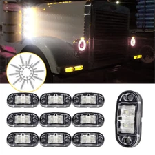10X White LED Side Marker Light Oval Clearance Signal Light For Truck Trailer RV