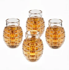 Premium Crystal Whiskey Glasses Set of 4 Grenade Tumbler Gift Box Bourbon Scotch