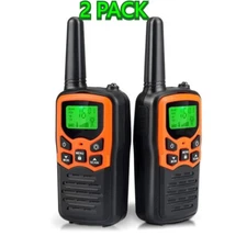 2 PACK Long Range 100 mile Walkie Talkie Two Way Radio Charge Headset Waterproof
