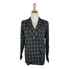Nwt Unique21 Women's Black Check-print Boxy Blazer Size 2 B41
