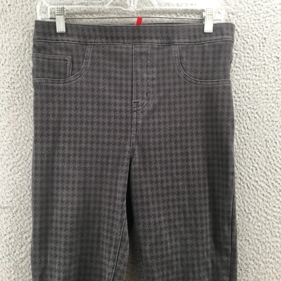 Spanx Jeggings Womens Large Gray Houndstooth Midrise Pull On Pockets Casual - Image 2 of 4