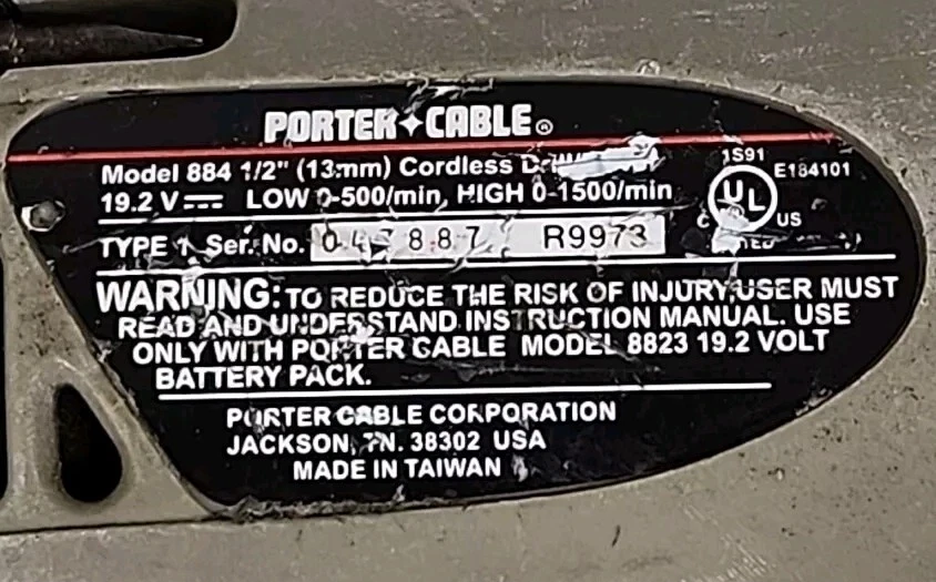 PORTER CABLE CORDLESS DRILL MODEL 884 TESTED 19.2v BARE TOOL - Image 3 of 4