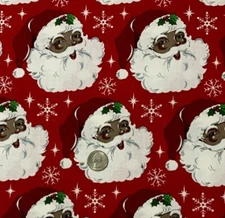 FABRIC TRADITIONS CHRISTMAS/HOLIDAY SANTA HEADS COTTON FABRIC 2YDS X 44"