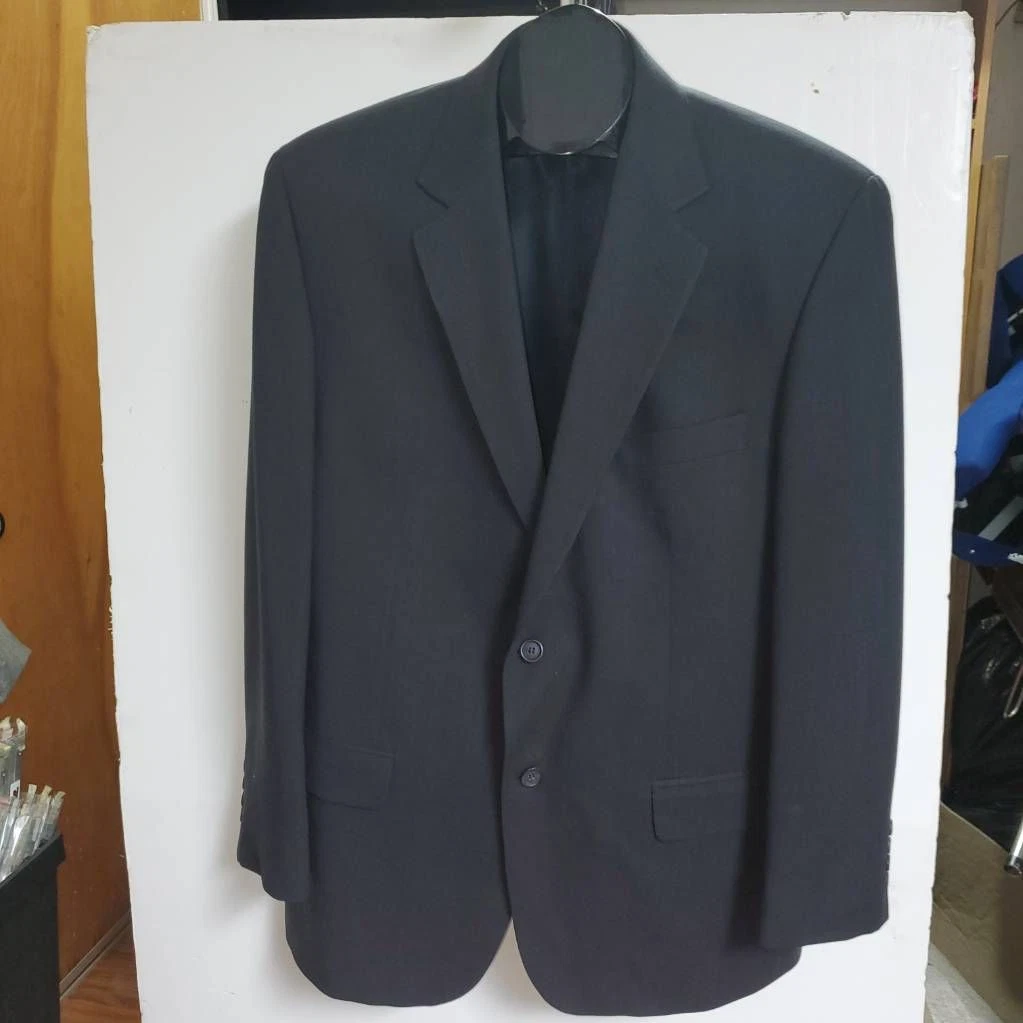 Joseph & Feiss Mens Two Button Suit Jacket Black Lined Union Made Vintage 42 Reg