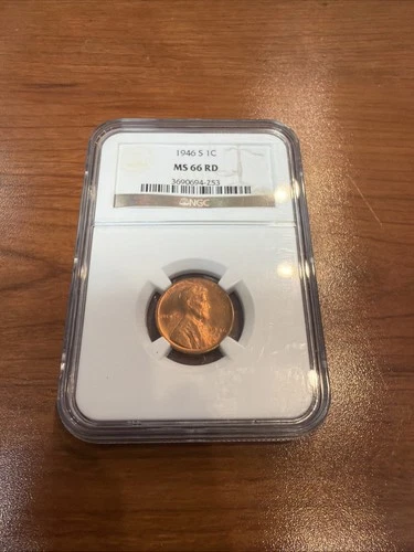 1946-S 1C RD Lincoln Wheat Cent-NGC Graded MS66  Red Gem