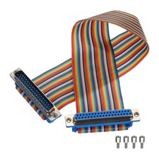 IDC Rainbow Wire Flat Ribbon Cable DB37 Male to DB37 Female 11.8 Inch Length ...