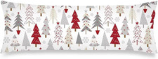 Christmas Body Cover 20x54 Case, Tree Cushion Long Pillowcase With Zipper, Red G