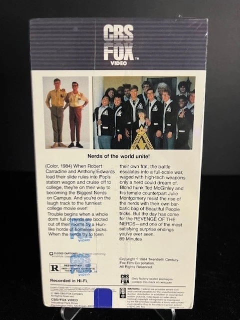 Revenge Of The Nerds VHS SEALED Watermark CBS Fox Robert Carradine VTG - Image 2 of 4