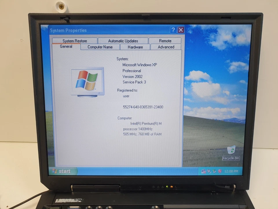 IBM Thinkpad R40 Laptop 768MB RAM 120GB HDD 14" Pentium M - Image 3 of 4