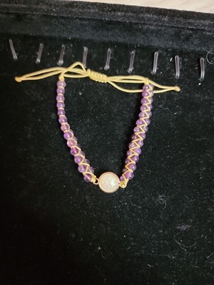 Natürlicher Amethyst Stein Armband weißer Opal Edelstein Bettelarmband Handarbeit