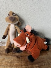 Vtg Disney Store Timon  Pumbaa Beanie The Lion King Mini Bean Bag Plush Lot