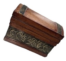 Paper Mache Nesting Box Brown Gold Grape Motif 7.5"L 5.5"H 4.5"W