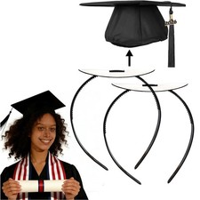 Graduation Cap Headband for Women One Size, 2pc Black