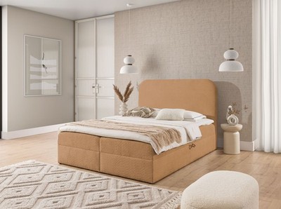 Boxspringbett Schlafzimmerbett AMADOR PREMIUM 200x220cm Stoff Coral Apricot