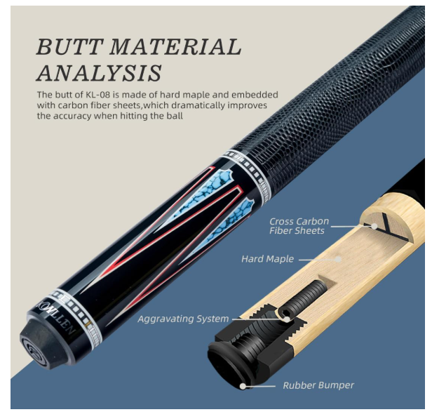 KONLLEN コンラン キュー KL-08 KL-08 Carbon Fiber Pool Cue Stick Professional Billiards Cue