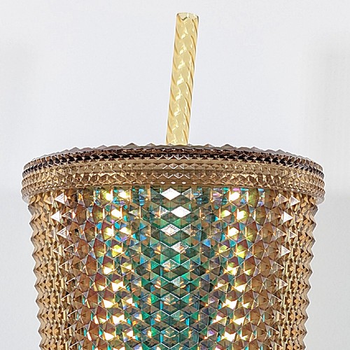 Starbucks Disneyland Resort Venti Gold Studded Tumbler w/ Straw | New in Box - Afbeelding 5 van 13